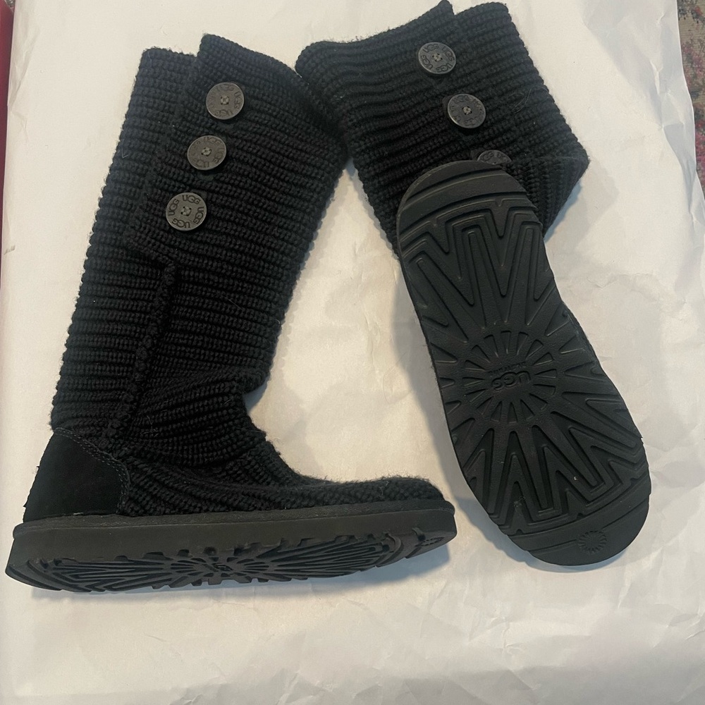 UGG Black Knit Button Boots. Sz 7. New in box. Smoke free home